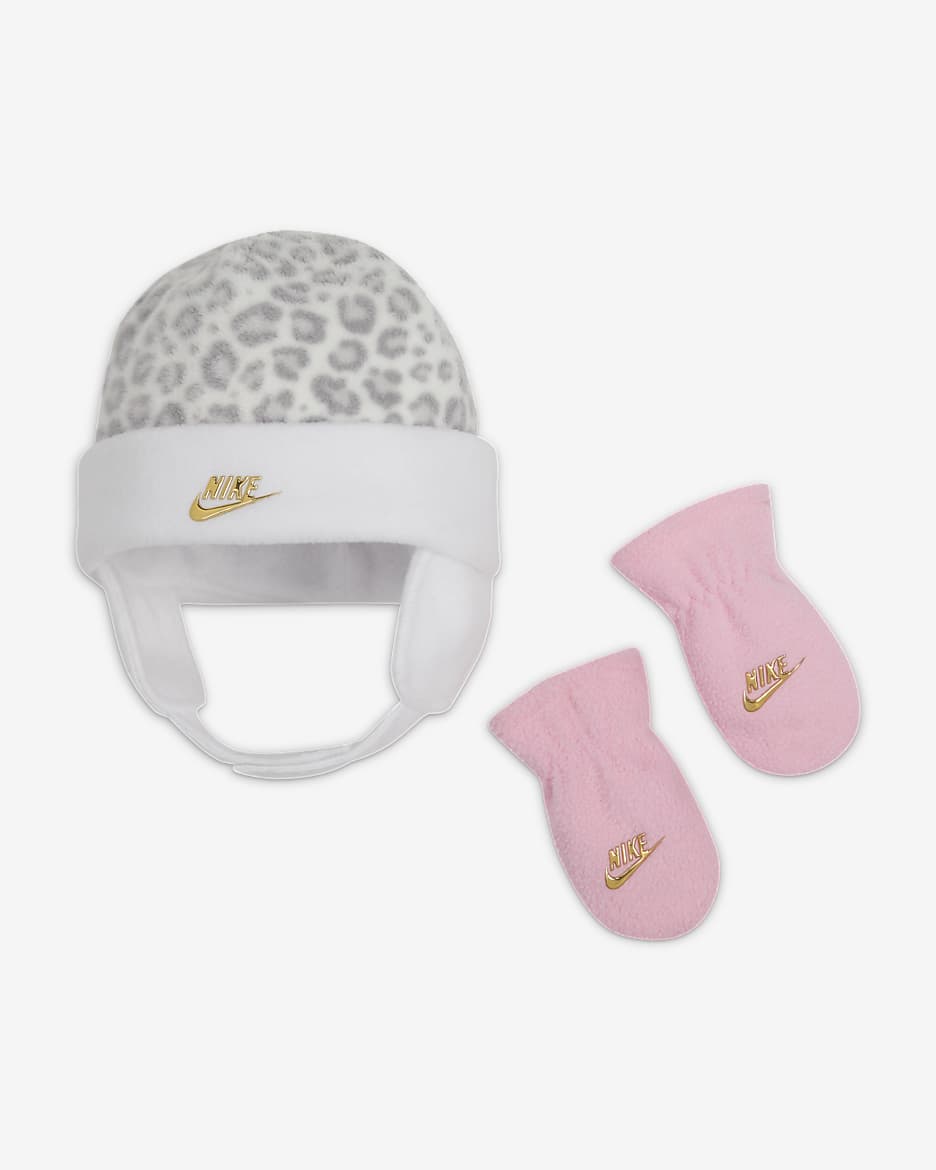 Nike Baby 12 24M Hat and Mittens Set. Nike